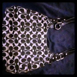 Black and grey Coach purse